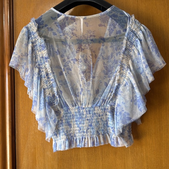 FREE PEOPLE Floral Blue Women's Top - Picture 7 of 9